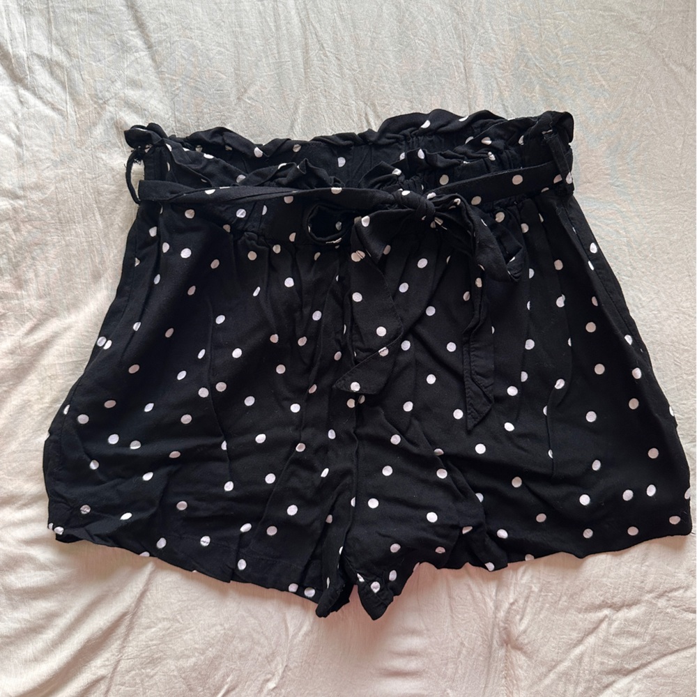 Francesca's Collections Black and White Polka Dot High Waist Shorts